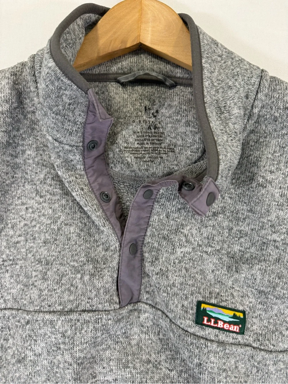 L.L. Bean Men's Heather Gray Snap-Up Fleece Pullover